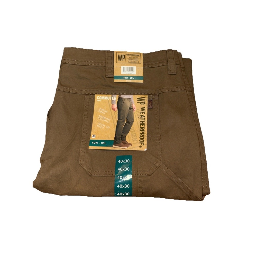 NWT Men's 212 Brown WEATHERPROOF Commuter Pants Size 40X30
